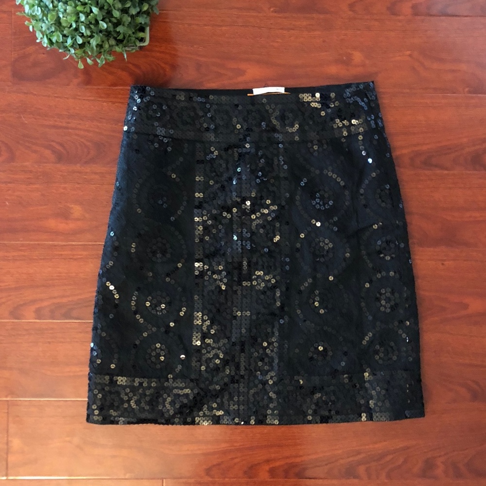 Black Sequined Tory Burch Pencil Skirt | Size 6